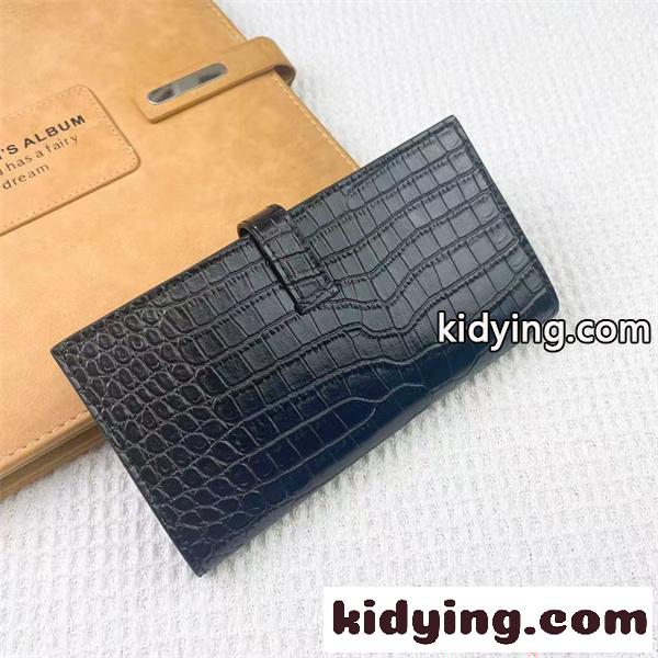 エルメス Hermes コピー クロコ型押し 長財布 H金具 ベアンウォレット 多色展開 レディース レザー 大容量 上品デザイン-1