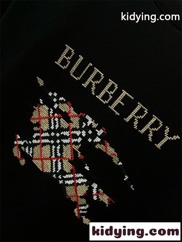 ホース×チェックモザイク ビッグロゴ モダンデザイン BURBERRY バーバリー コピー 半袖Tシャツ クリーンコーデ-4