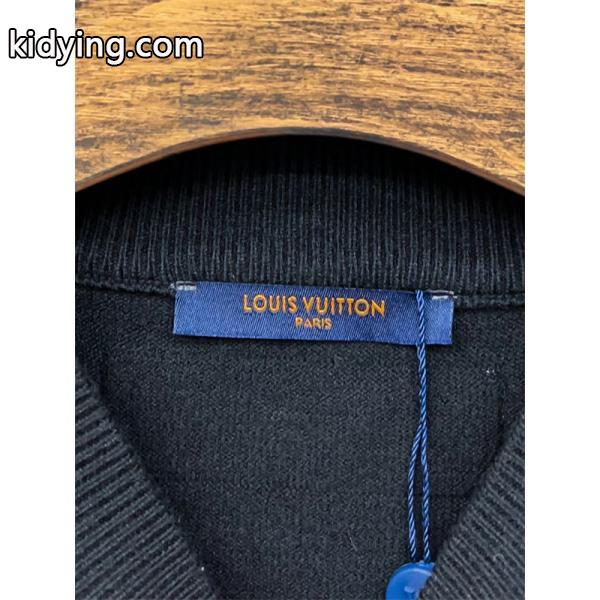 Louis Vuitton ルイヴィトン 偽物 ニット ブラック&ホワイト 秋冬新作 カジュアルクラシック ロゴ刺繍-1