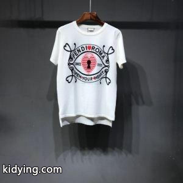 限定セール新作登場大活躍コーデの主役特大のプリント半袖ＴシャツホワイトカーキFENDIフェンディ コピーｔシャツ-0