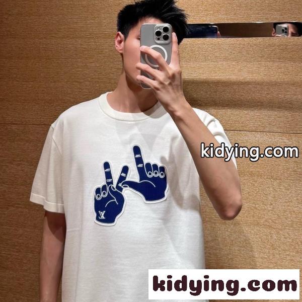 LOUIS VUITTONコピー 2026新作 ハンドサイン刺繍ニットTシャツ 半袖 クルーネック カジュアル-9