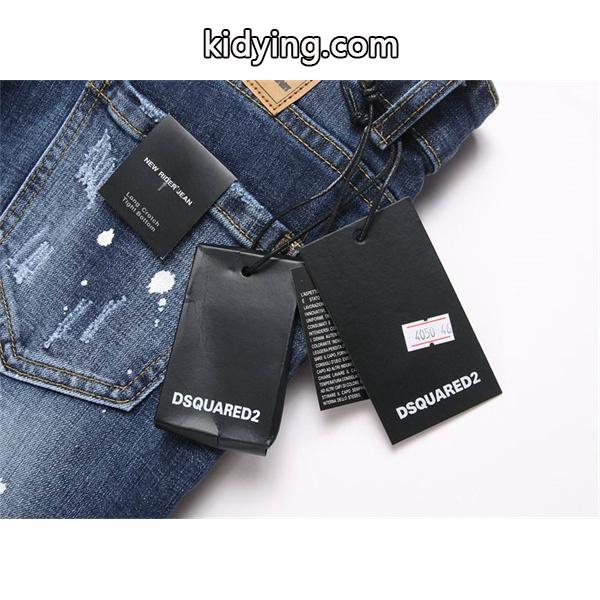 ライトブルー スプラッシュプリント ダメージ デニムパンツ ディースクエアード コピー  DSQUARED2 秋冬 人気 おすすめ-5