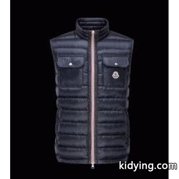 大特価！ モンクレールダウンベストコピー MONCLER ACHIL ロゴ ダウン ベスト ジャケットジップ開閉-0