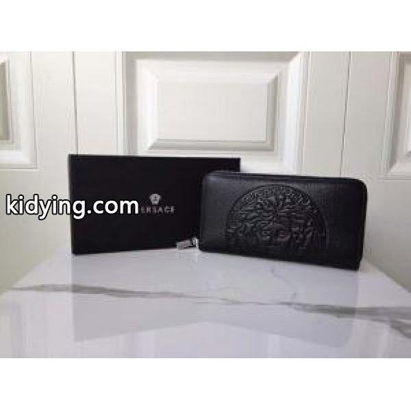 VERSACE ヴェルサーチ 財布 コピー ジップ長財布 メンズ ブラック カーフスキン 春夏で期間限定セール！ お早めに！ 日常-0