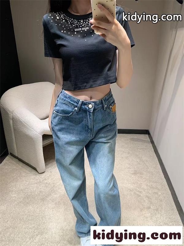 ルイヴィトン コピー激安 デニムパンツ レディース ハイウエスト ストレート ワイドシルエット 美脚 脚長効果 カジュアル 上品 Louis Vuitton-1