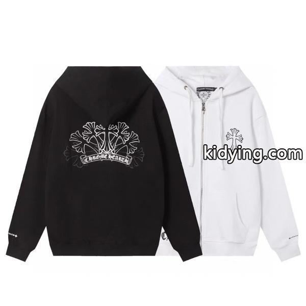 CHROME HEARTS スーパーコピー ジップパーカー 新作 クラシック クロスロゴ モノトーン クロムハーツ-2