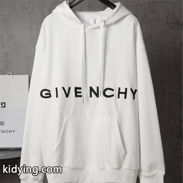 ジバンシー GIVENCHY コピー 秋冬クリーン 高級な 定番 ホワイト ブラックロゴ パーカー-0