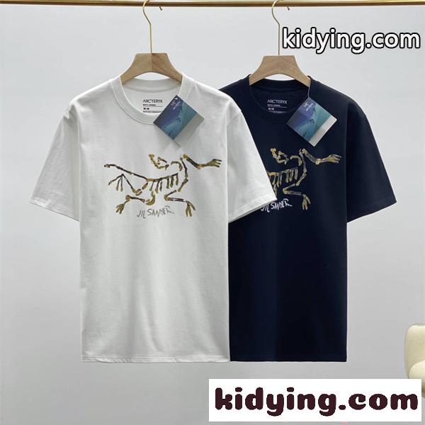 ネイビー展開 プリント 半袖Tシャツ 高級 柔らか質感 ARCTERYX 個性際立つ アークテリクス 偽物-0