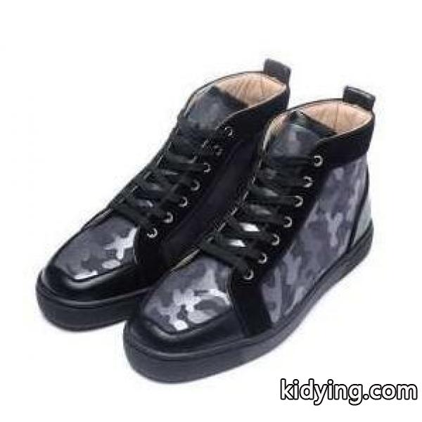絶妙のボリューム感ルブタンスニーカーメンズCHRISTIAN LOUBOUTINハイカットフラットシューズカモフラージュ-0