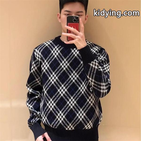 Burberry 紺色格子柄デザイン 秋冬大人気定番 バーバリー 偽物 クルーネックニット スーパーコピークオリティ-0