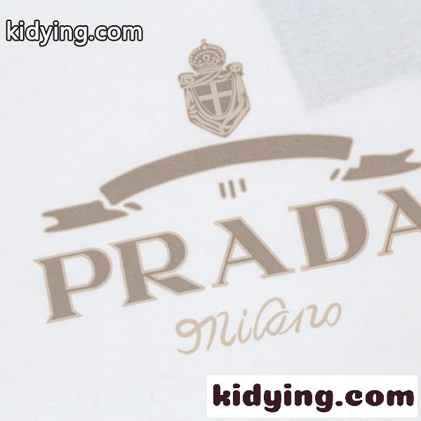 PRADA プラダ メンズ 半袖Tシャツ ロゴプリント Milano クラシック クルーネック コットン シンプル 高級感-6