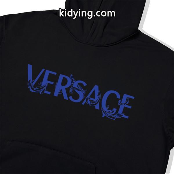 2025秋冬アイコン 希少感 ブラック × ホワイト ブルーヴィンテージロゴ パーカー ヴェルサーチ VERSACE コピー-3