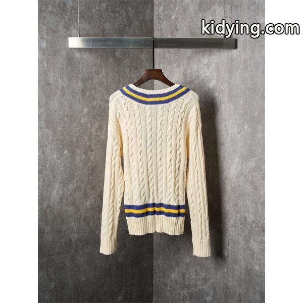ベージュ テニスラケットプリント V 领 麻花纹 ニット ポロラルフローレン POLO RALPH LAUREN 偽物 秋冬 上品-1