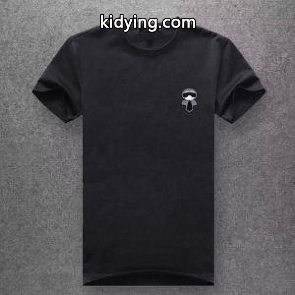 FENDI Karlito ブラックコットン 半袖Tシャツ ブラック/ホワイト41784151フェンディコピーおしゃれなアイテム10色展開-1