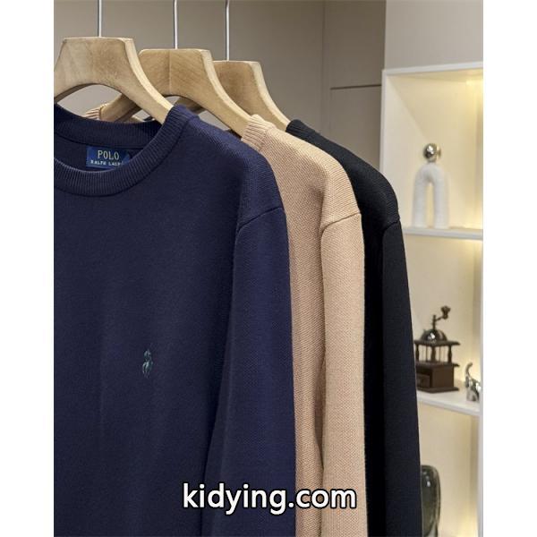POLO RALPH LAUREN 偽物 秋冬シンプル保温 定番 ネイビー × ベージュ × ブラック 円领 ニットセーター ポロラルフローレン-7