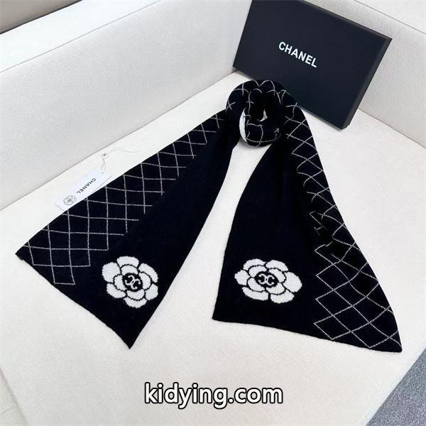 CHANEL シャネル カメリア＆キルティング柄 カシミヤマフラー 33×180cm 2025冬新作-3