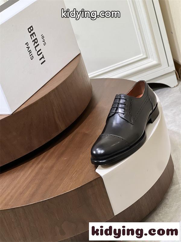 高級 本革 レースアップ ドレスシューズ Berluti ブラック 内羽根 ビジネス ベルルッティ コピー-6