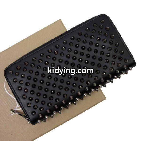 クリスチャンルブタン Christian Louboutin ラウンドファスナー長財布 パネトーネ レザーxスタッズ ブラックxシルバー 美品 :h19057:ブランドバリュー - 通販ショッピング-0