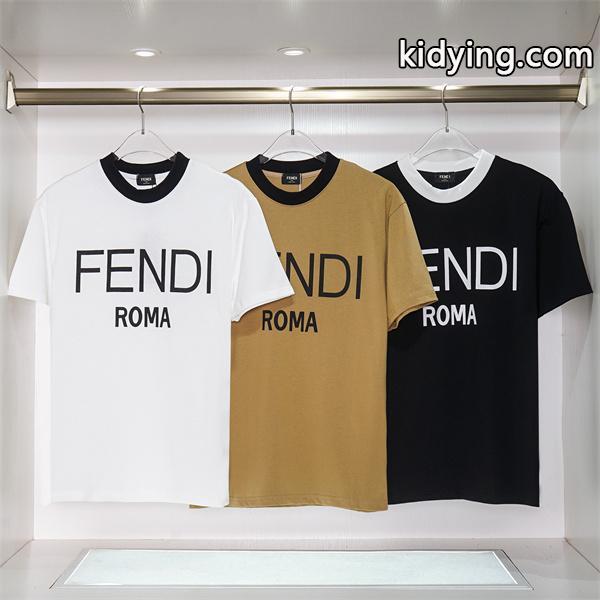 爆買い定番人気FENDIフェンディＴシャツメンズのブラックＸブルーのクルーネック半袖Tシャツ-0