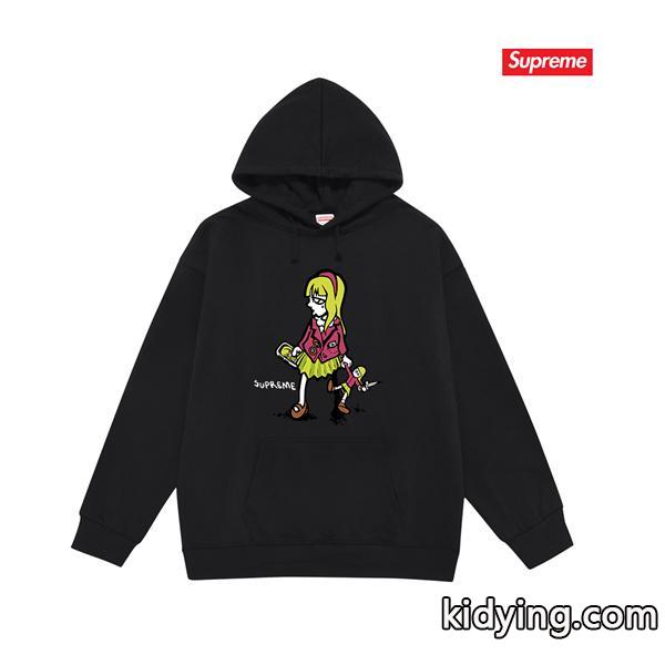 ブラック 2025秋冬 アートグラフィック Supreme シュプリーム 偽物 イラストパーカー-2