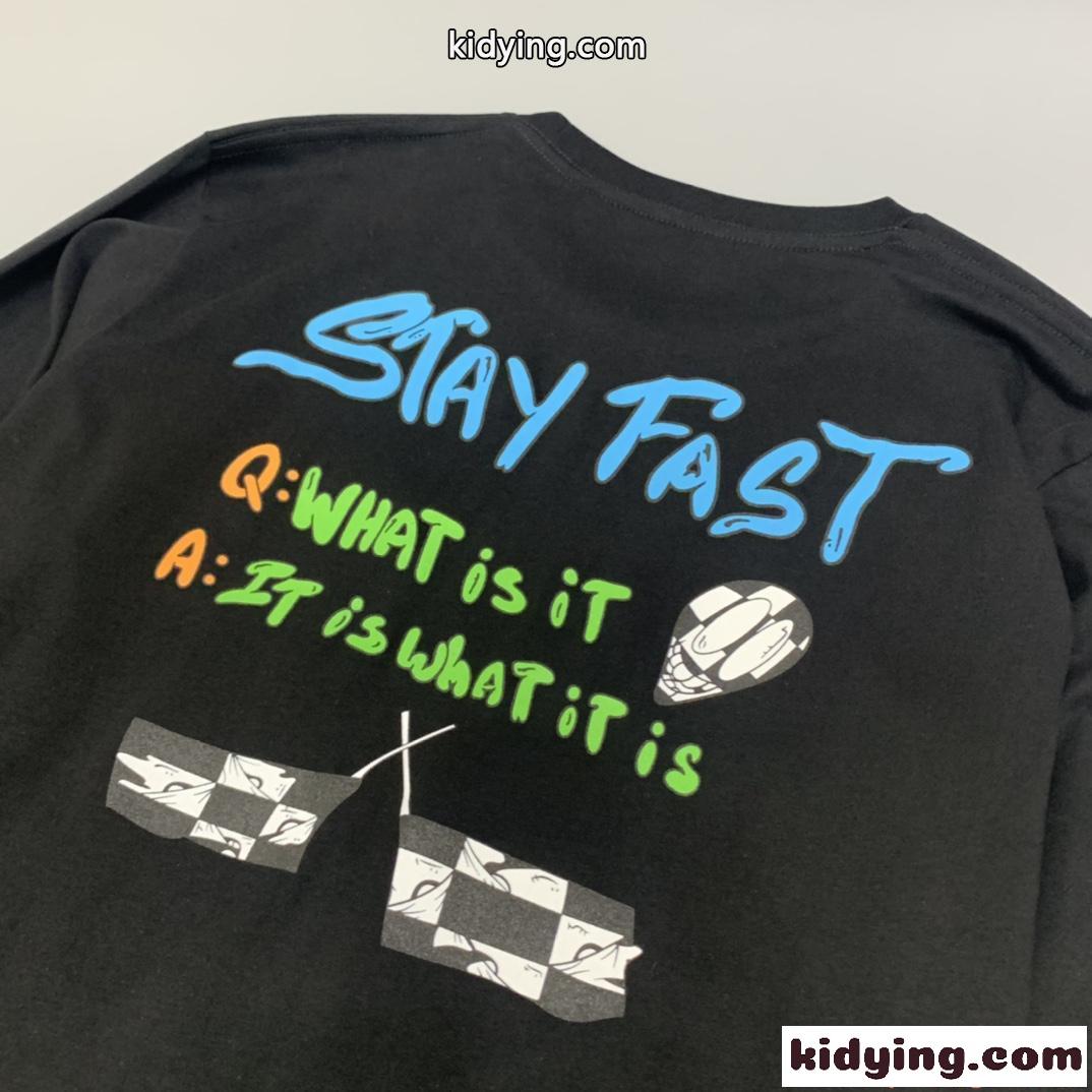 Chrome Hearts クロムハーツ コピー 長袖Tシャツ バックプリント STAY FAST ポケットデザイン ブラック 袖プリント ストリート クロムハーツ-4