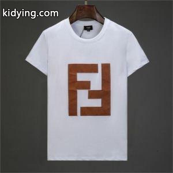 フェンディ コピーFENDI驚きの破格値本物保証男性用半袖綿tシャツコンフォート暑い夏定番プリントブラックホワイト-1