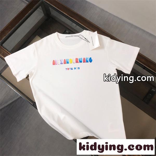 アレキサンダーワン コピー 半袖Tシャツ カラーロゴデザイン シンプル清潔感 夏カジュアル Alexander wang-0