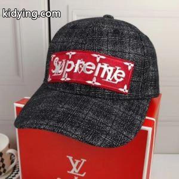 爆買い新作2018SUPREMEシュプリームキャップ激安　ベースボールキャップ帽子　ルイヴィトンＸシュプリーム激安　ブラック　ネイビー-1