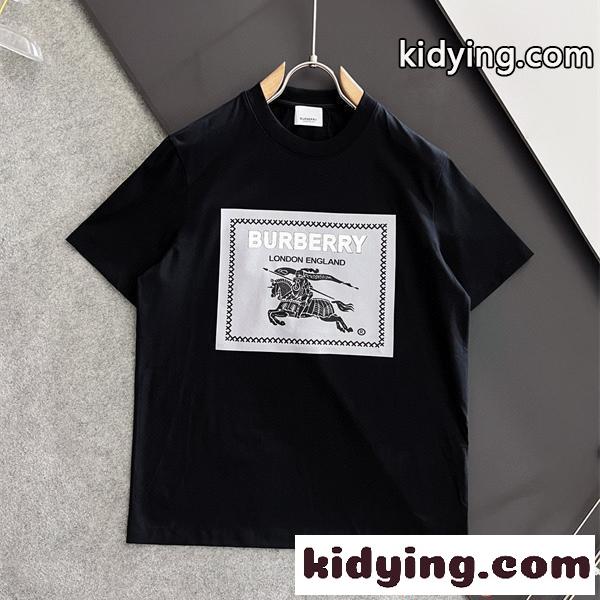 売上好調 ブラック BURBERRY バーバリー コピー クラシック プリント モード カジュアル 半袖Tシャツ-0