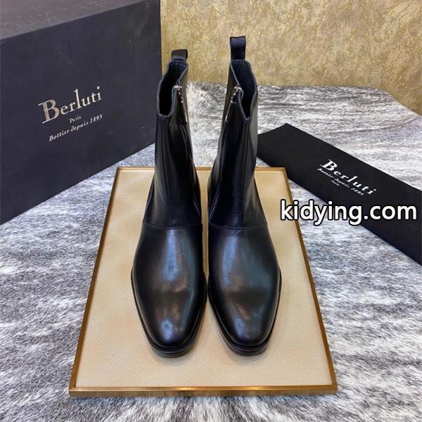 洗練印象 サイドジップ ブーツ 都会的 シャープ Berluti ベルルッティ コピー-6