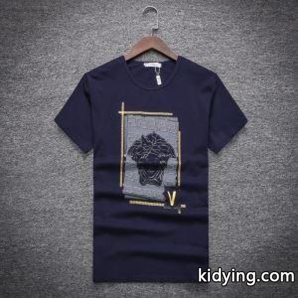 VERSACE ロゴ Tシャツ 吸汗速乾 ヴェルサーチ コピー トップス 爽やか 着き心地 18夏最新入荷 男性服-2