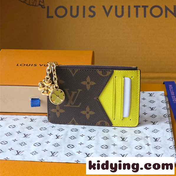 Louis Vuitton コピー ルイヴィトン M27771 カードケース モノグラム イエロー配色 チャーム付き ファスナーコインケース N級品 コンパクト財布 開運カラー-8