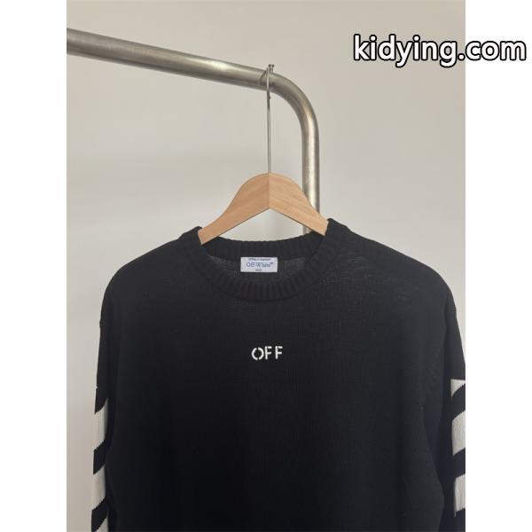 高級感 大人カジュアル グレー × ホワイトセーター Off-White コピー 2025秋冬注目スタイル オフホワイト-2