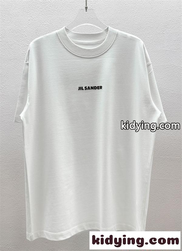 期間限定 ダブルロゴ ジルサンダー Tシャツ ホワイト 半袖 コントラストプリント JIL SANDER コピー-0