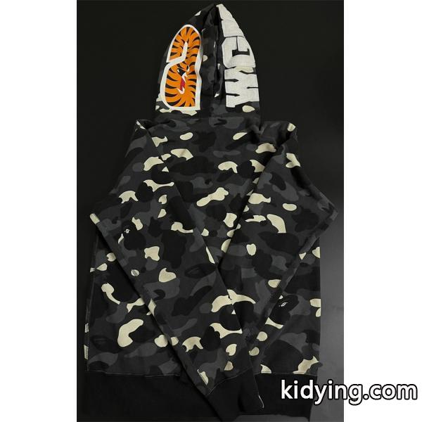 A BATHING APE コピー 激安 BAPE シャークパーカー Shark Full Zip Hoodie メンズ カモフラ 迷彩 ブラック ストリートファッション 人気アイテム-2