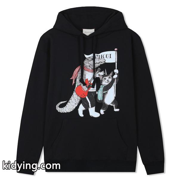 プリント パーカー ブラック ユーモラス 印象的 ストーリー GUCCI グッチ コピー-0