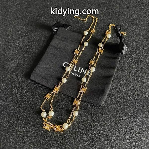 チェーン×パール コンビネーション モダンネックレス CELINE セリーヌ スーパーコピー-4