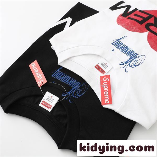 半袖Tシャツ SUPREME ブラック シュプリーム コピー ホワイト ハートロゴ プリントデザイン コラボ風 ストリート-10