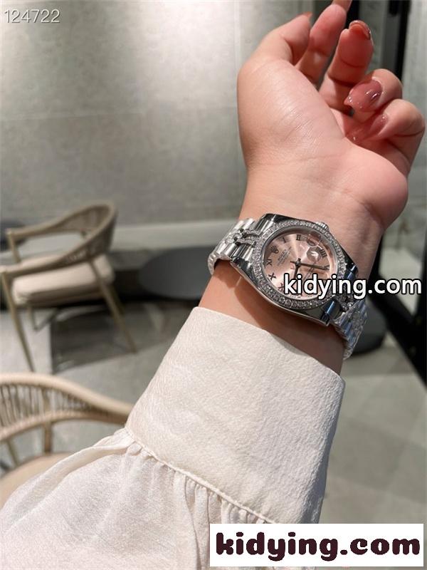 ロレックス コピー 31mm 腕時計 ROLEX レディース エレガント ダイヤ装飾 ピンク文字盤 高級感 防水仕様-5