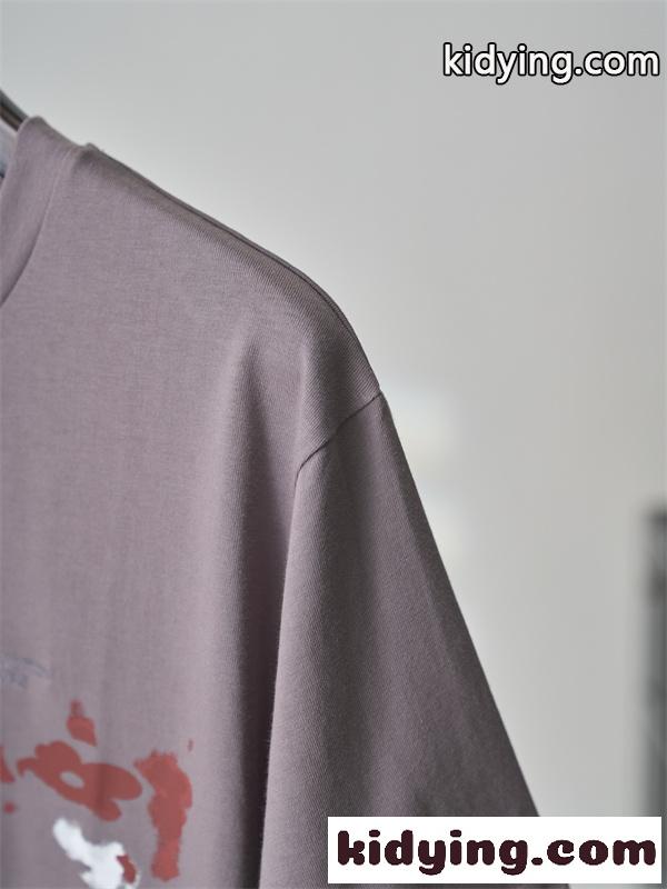 モーブグレー 半袖Tシャツ Louis Vuitton ルイヴィトン コピー ペイントスプラッシュ柄 クルーネック アートプリント ゆったりシルエット-6