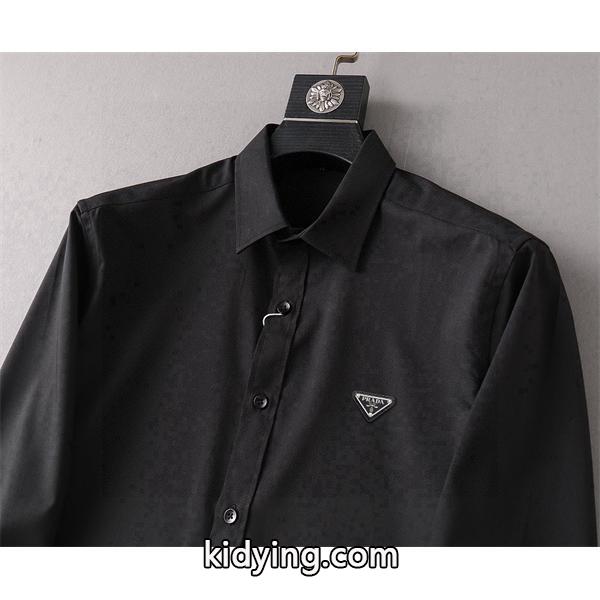 洗練 定番 PRADA プラダ コピー 上質感 ミニマル ロングスリーブ シャツ-3