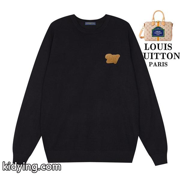 刺繍ロゴ ニット ブラック 定番デザイン モード系 LOUIS VUITTON ルイヴィトン 偽物-1