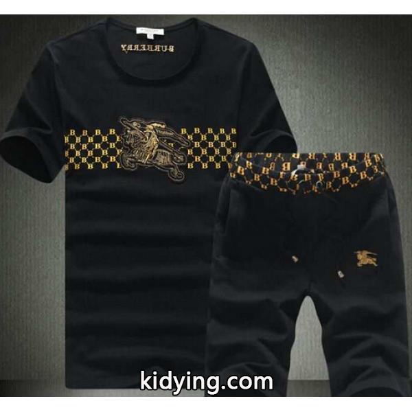 超美品 2015春夏 BURBERRY バーバリー 偽物 半袖Tシャツ 上下セット 2色可選_半袖Tシャツ_メンズファッション_スーパーコピーブランド激安通販 専門店-0