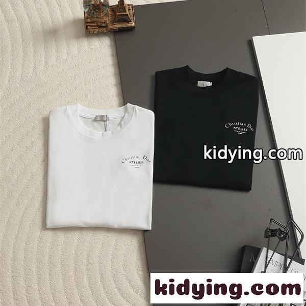 ミニロゴデザイン モノトーンスタイル シックコーデ DIOR ディオール コピー 半袖Tシャツ 清潔感のある印象-0
