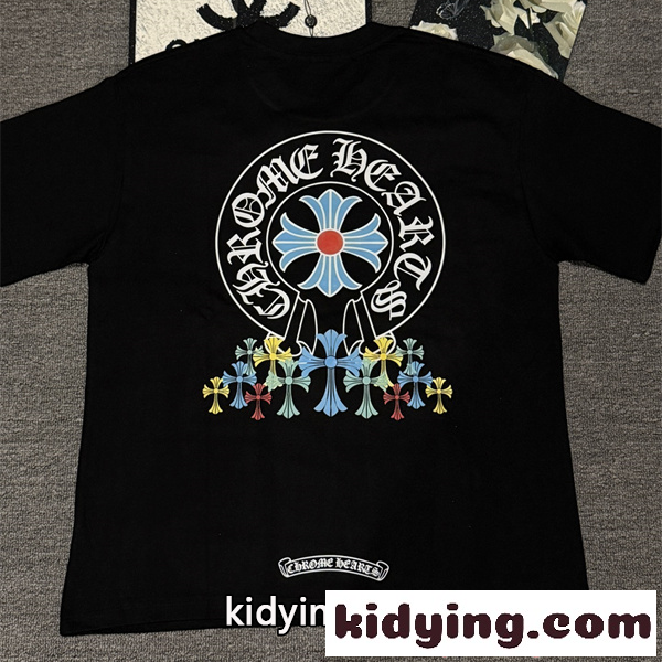 クロスプリント Tシャツ  クロムハーツ コピー CHROME HEARTS メンズ レディース 半袖トップス カラークロス ロゴデザイン ストリート-0