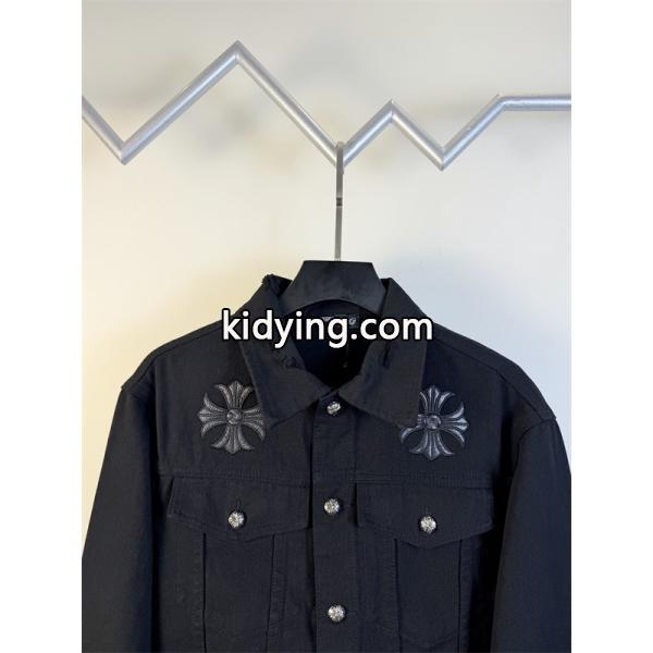 クロス刺繍 デニムジャケット ブラック 重厚 無骨 存在感 CHROME HEARTS クロムハーツ コピー-1