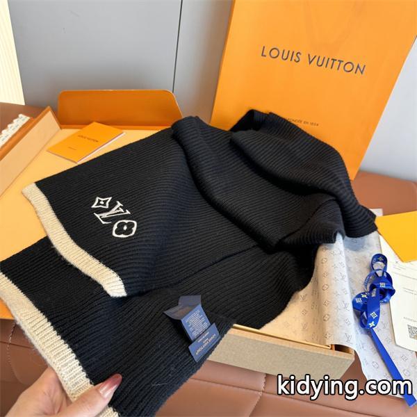 Louis Vuitton ルイ・ヴィトン Headline ウールマフラー 30×180cm モノグラム刺繍 冬用-4