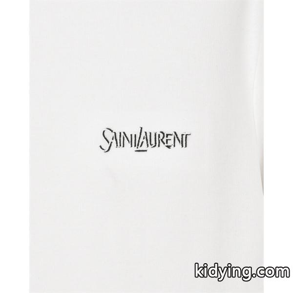 SAINT LAURENT コピー 秋冬ベーシック万能 ブラック ミニロゴ ロングスリーブ T シャツ サンローラン-3