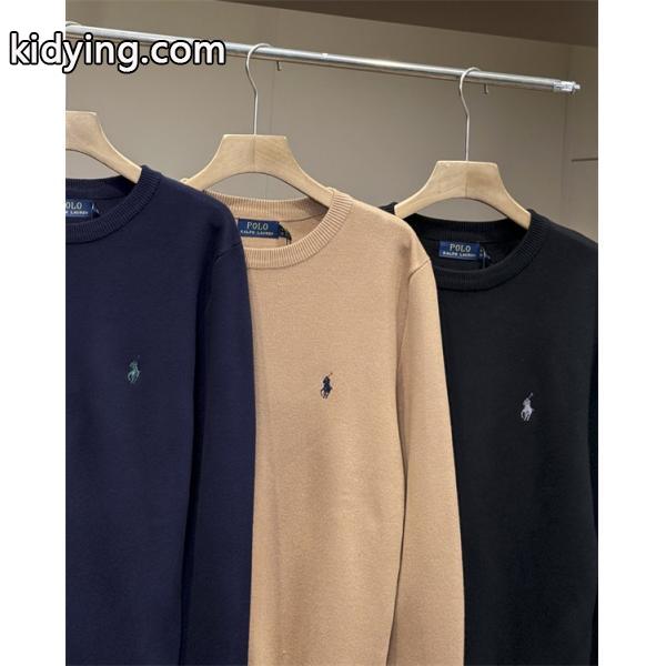 POLO RALPH LAUREN 偽物 秋冬シンプル保温 定番 ネイビー × ベージュ × ブラック 円领 ニットセーター ポロラルフローレン-2