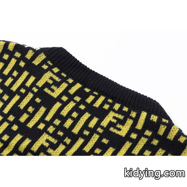 FENDI フェンディ コピー 人気定番 ニットセーター ブラック×イエロー 高級感-2